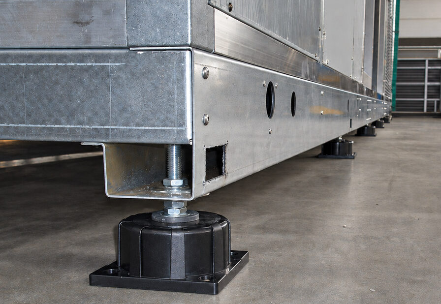 Soleco elastomeric damper installed beneath industrial machinery