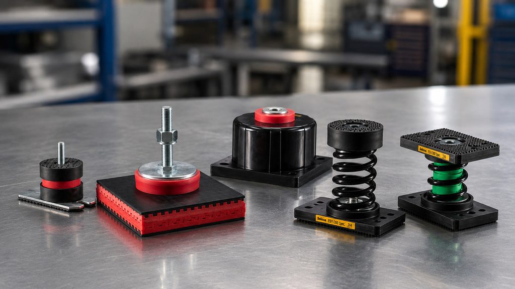 Range of Soleco spring and elastomer vibration isolators